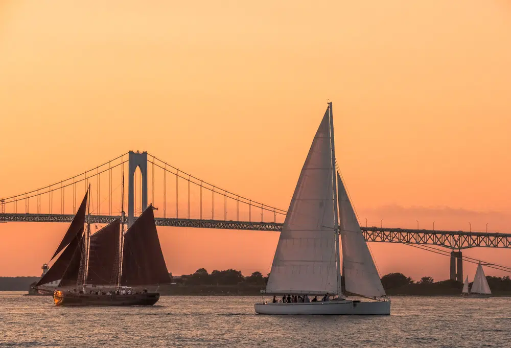 Enjoy a spectacular sunset with the best Newport, RI Sailing Tours this summer